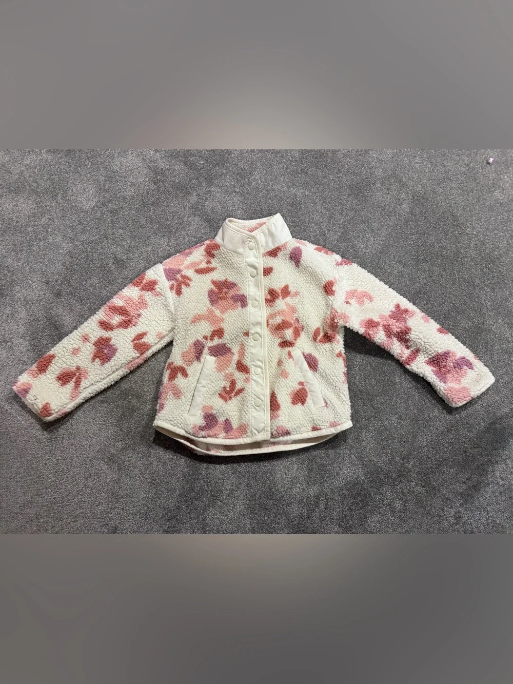 Carter's Cream Sherpa Jacket with Pink Floral Pattern